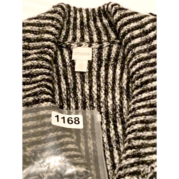 CHICO’S Womens Long Open Front Fringed Wool Blend Cardigan Western Cowboy  *Sz.2 - Picture 12 of 12